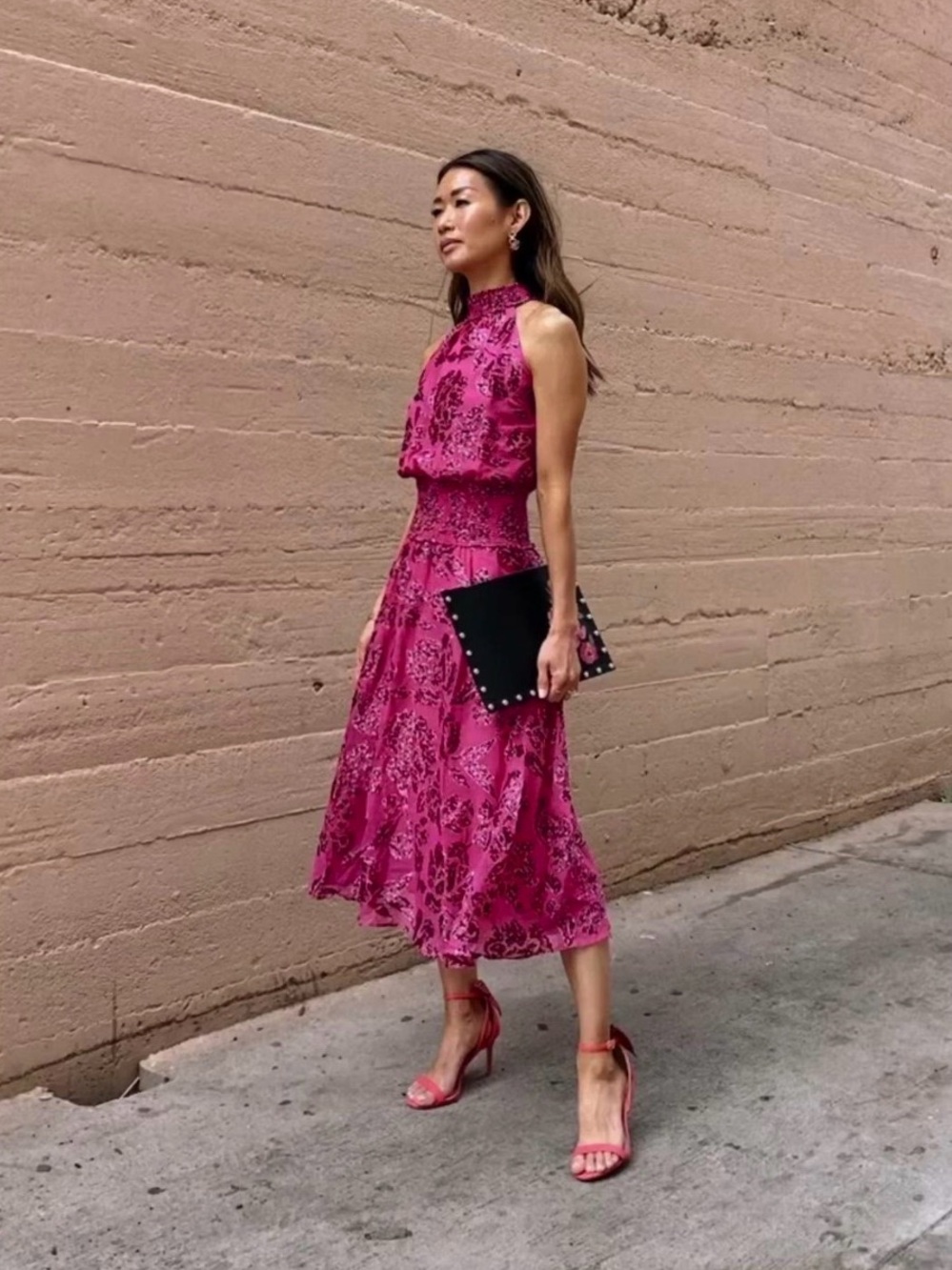 White House Black Market Pink High Neck Dress
